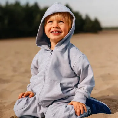 Bluza dziecięca z kapturem, rozpinana, szara, Eevi