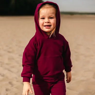 Bluza dziewczęca z kapturem, bordowa, Eevi