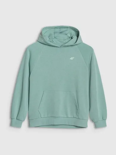 Bluza dziewczęca z kapturem, miętowa, 4F