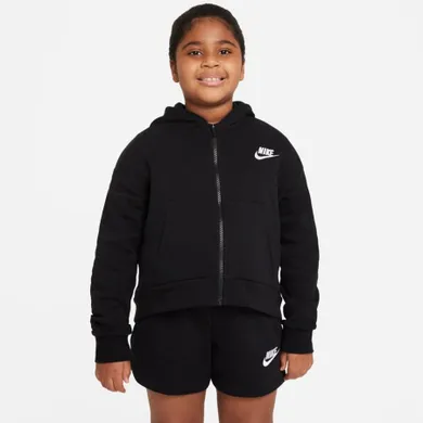 Bluza dziewczęca z kapturem, rozpinana, czarna, Nike Sportswear Club Fleece girls