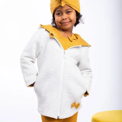 Bluza dziewczęca z kapturem, rozpinana, ecru, Nicol