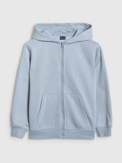 Bluza dziewczęca z kapturem, rozpinana, niebieska, 4F