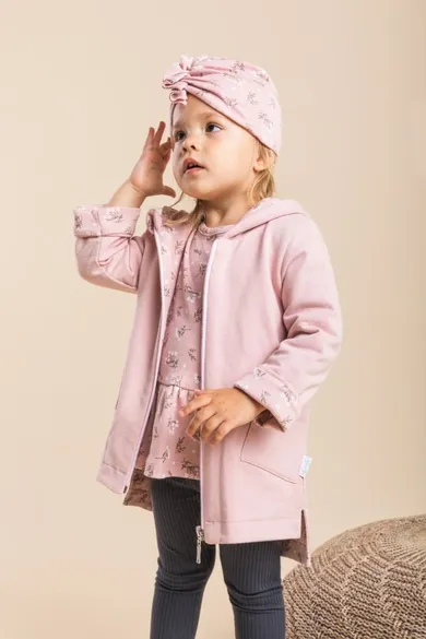 Bluza dziewczęca z kapturem, rozpinana, różowa, Nicol