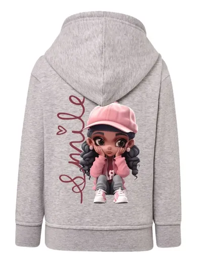 Bluza dziewczęca z kapturem, rozpinana, szara, Tup Tup