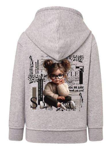 Bluza dziewczęca z kapturem, rozpinana, szara, Tup Tup