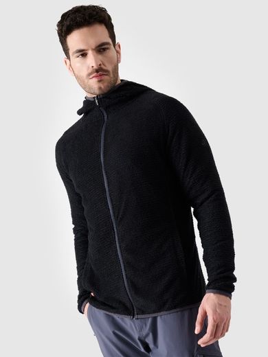 Bluza męska z kapturem, rozpinana, czarna, 4F