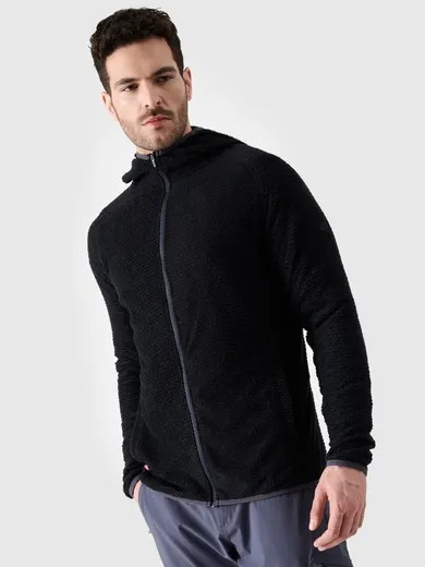 Bluza męska z kapturem, rozpinana, czarna, 4F