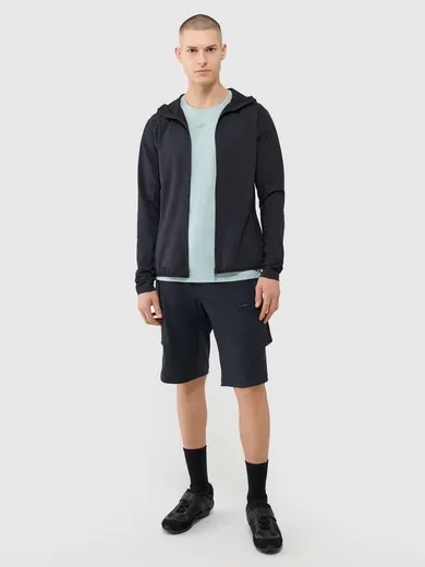 Bluza męska z kapturem, rozpinana, czarna, 4F