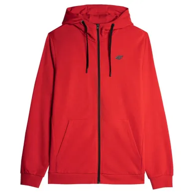 Bluza męska z kapturem, rozpinana, czerwona, 4F