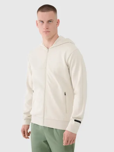 Bluza męska z kapturem, rozpinana, ecru, 4F