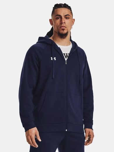 Bluza męska z kapturem, rozpinana, granatowa, Under Armour