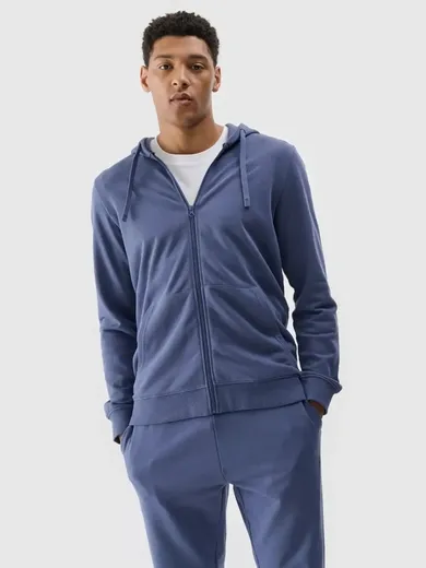 Bluza męska z kapturem, rozpinana, niebieska, 4F