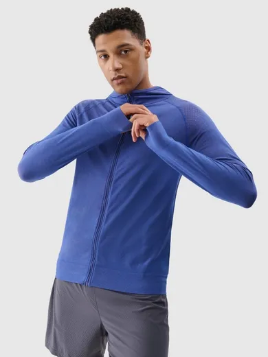 Bluza męska z kapturem, rozpinana, niebieska, 4F