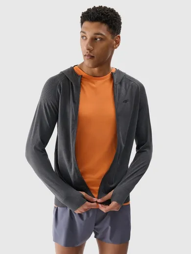 Bluza męska z kapturem, rozpinana, szara, 4F