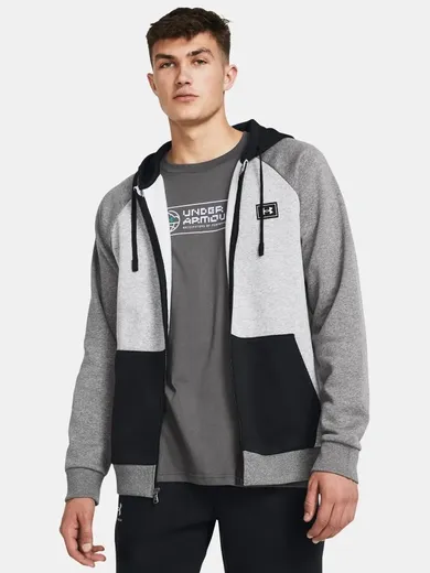 Bluza męska z kapturem, rozpinana, szara, Under Armour