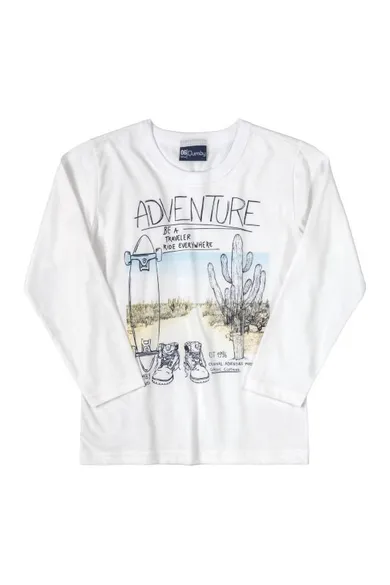 Bluzka chłopięca z długim rękawem, biała, Adventure, Quimby