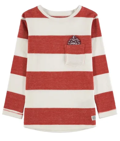 Bluzka chłopięca z długim rękawem, biało-czerwona, Tom Tailor