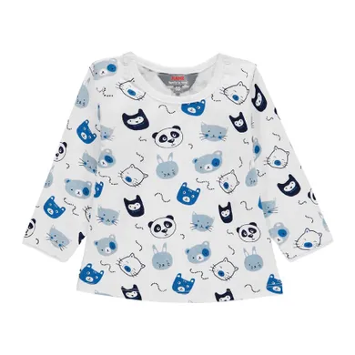 Bluzka chłopięca z długim rękawem, biało-niebieska, Kanz