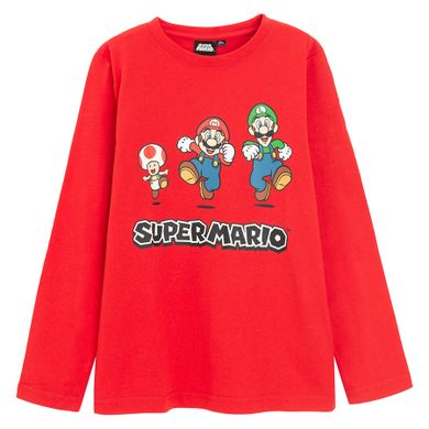 Bluzka chłopięca z długim rękawem, czerwona, Super Mario