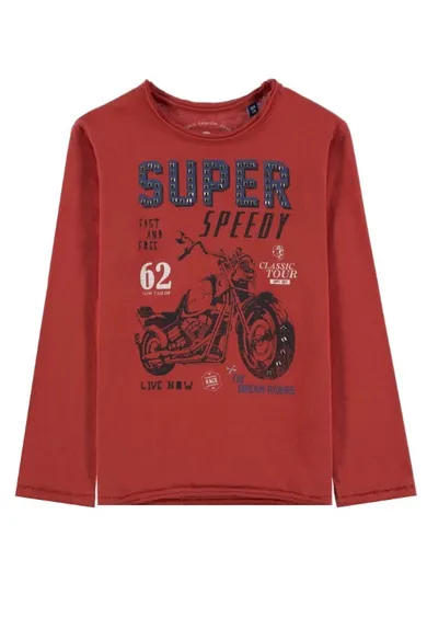 Bluzka chłopięca z długim rękawem, czerwona, Tom Tailor