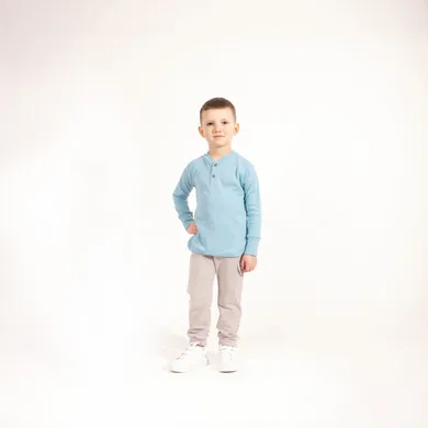 Bluzka chłopięca z długim rękawem, niebieska, Nicol