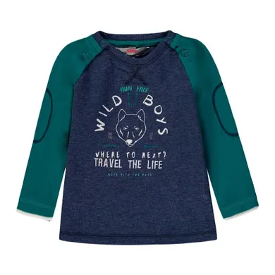 Bluzka chłopięca z długim rękawem, niebiesko-zielona, Kanz