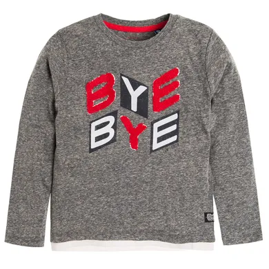 Bluzka chłopięca z długim rękawem, szara melanż, Tom Tailor
