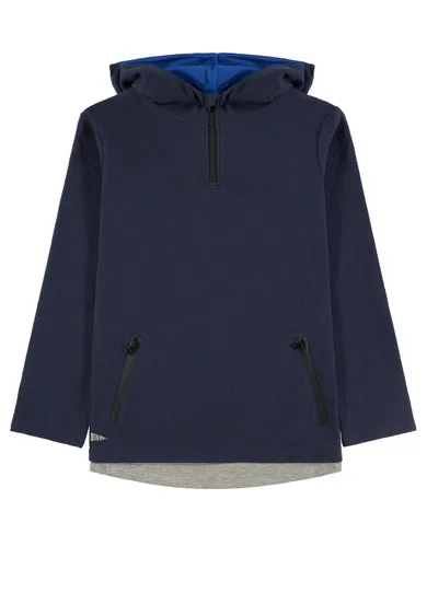 Bluzka chłopięca z długim rękawem, z kapturem, granatowa, Tom Tailor