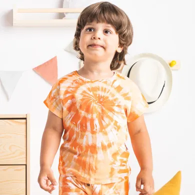 Bluzka chłopięca z krótkim rękawem, pomarańczowa, Nicol