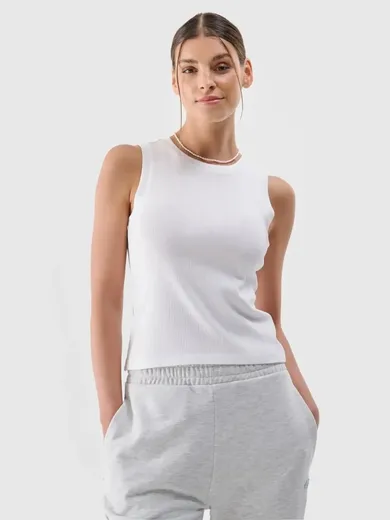 Bluzka damska bez rękawów, biała, 4F