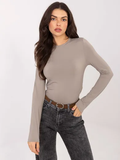 Bluzka damska z długim rękawem, beżowa, Sublevel