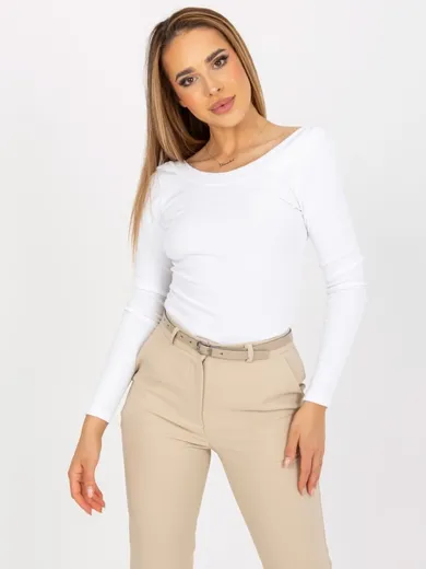 Bluzka damska z długim rękawem, biała, Rue Paris