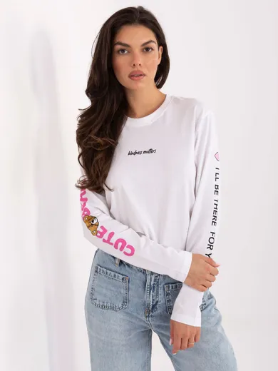 Bluzka damska z długim rękawem, biała, Sublevel