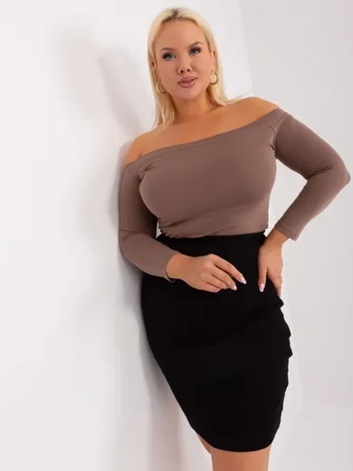 Bluzka damska z długim rękawem, brązowa, Basic Feel Good