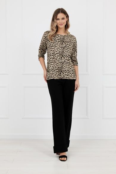 Bluzka damska z długim rękawem, brązowa, Italian Fashion