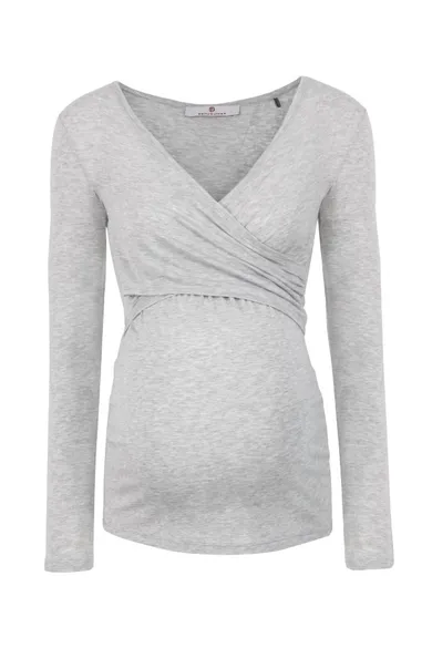 Bluzka damska z długim rękawem, ciążowa, szara, Bellybutton