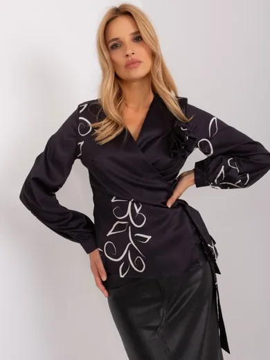 Bluzka damska z długim rękawem, czarna, Lakerta