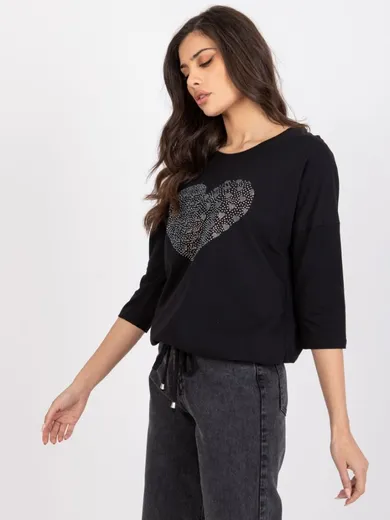 Bluzka damska z długim rękawem, czarna, Relevance
