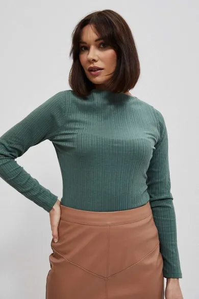 Bluzka damska z długim rękawem, khaki, Moodo