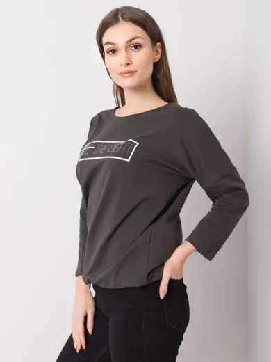 Bluzka damska z długim rękawem, khaki, Relevance