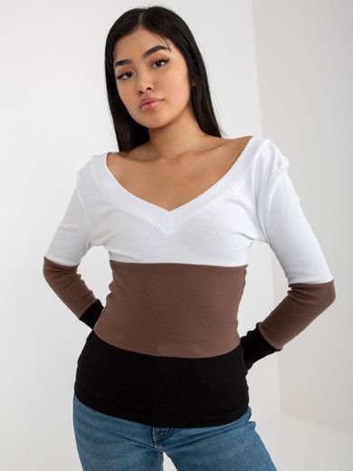 Bluzka damska z długim rękawem, mix, Rue Paris