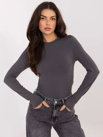 Bluzka damska z długim rękawem, szara, Sublevel