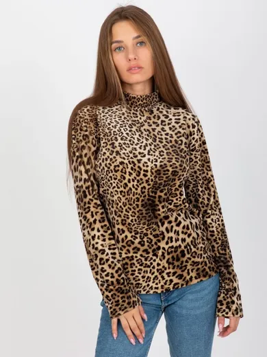 Bluzka damska z długim rękawem, welurowa, mix, Rue Paris