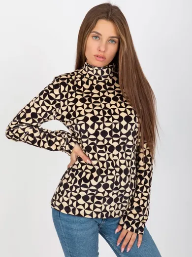 Bluzka damska z długim rękawem, welurowa, mix, Rue Paris