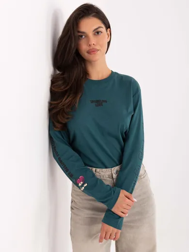 Bluzka damska z długim rękawem, zielona, Sublevel