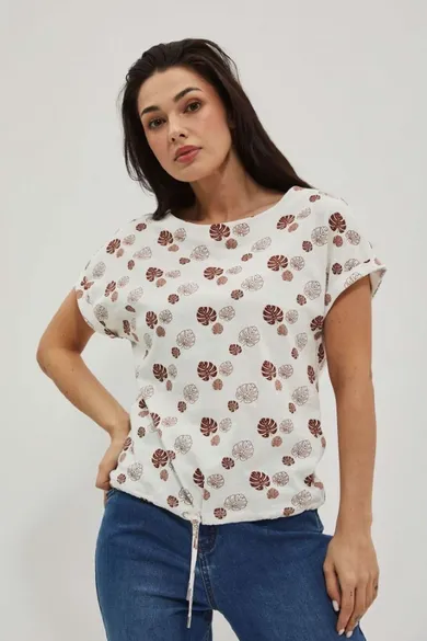 Bluzka damska z krótkim rękawem, biała, Moodo
