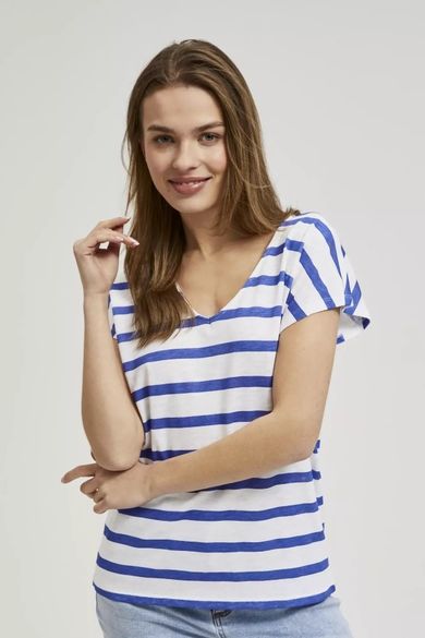 Bluzka damska z krótkim rękawem, biała, Moodo