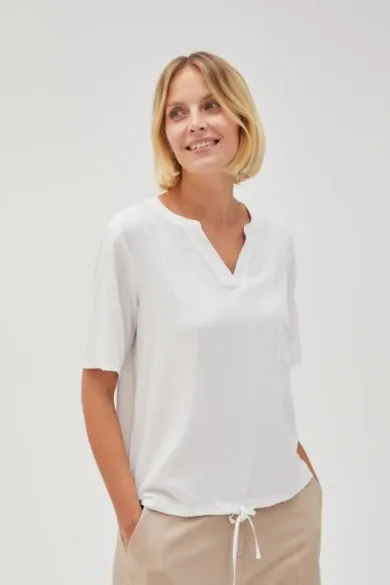 Bluzka damska z krótkim rękawem, biała, Moodo