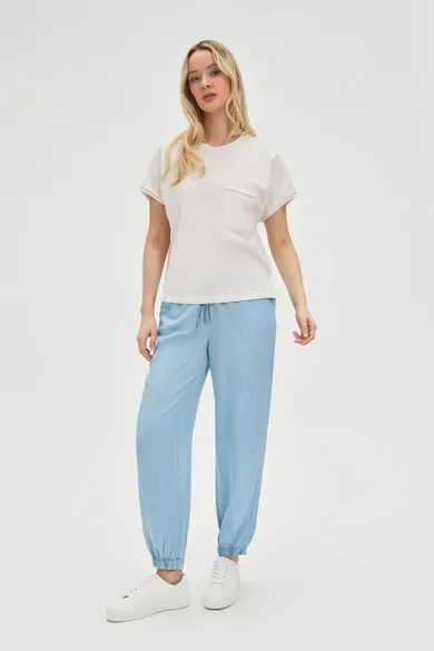 Bluzka damska z krótkim rękawem, biała, Moodo