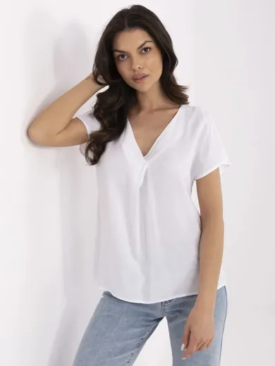 Bluzka damska z krótkim rękawem, biała, Sublevel
